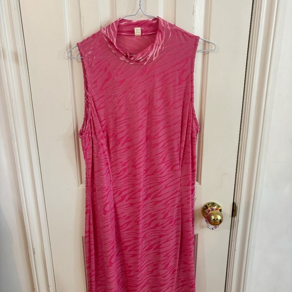 fashion brand company - pink leopard see-through dress - mini turtle neck - - Picture 1 of 4